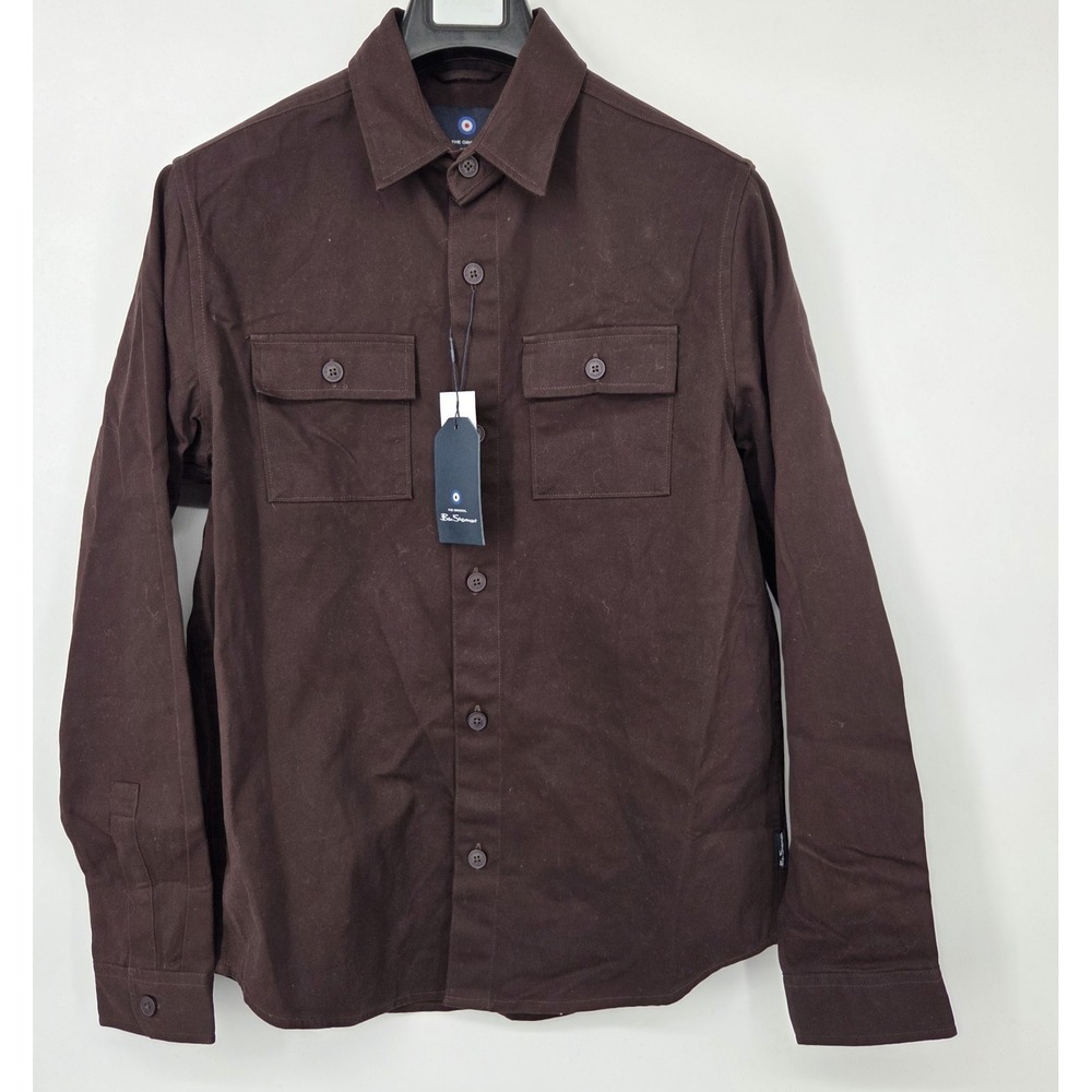 NEW Ben Sherman Long Sleeve‎ Button Twill Shacket Shirt Brown Men's Small NWT